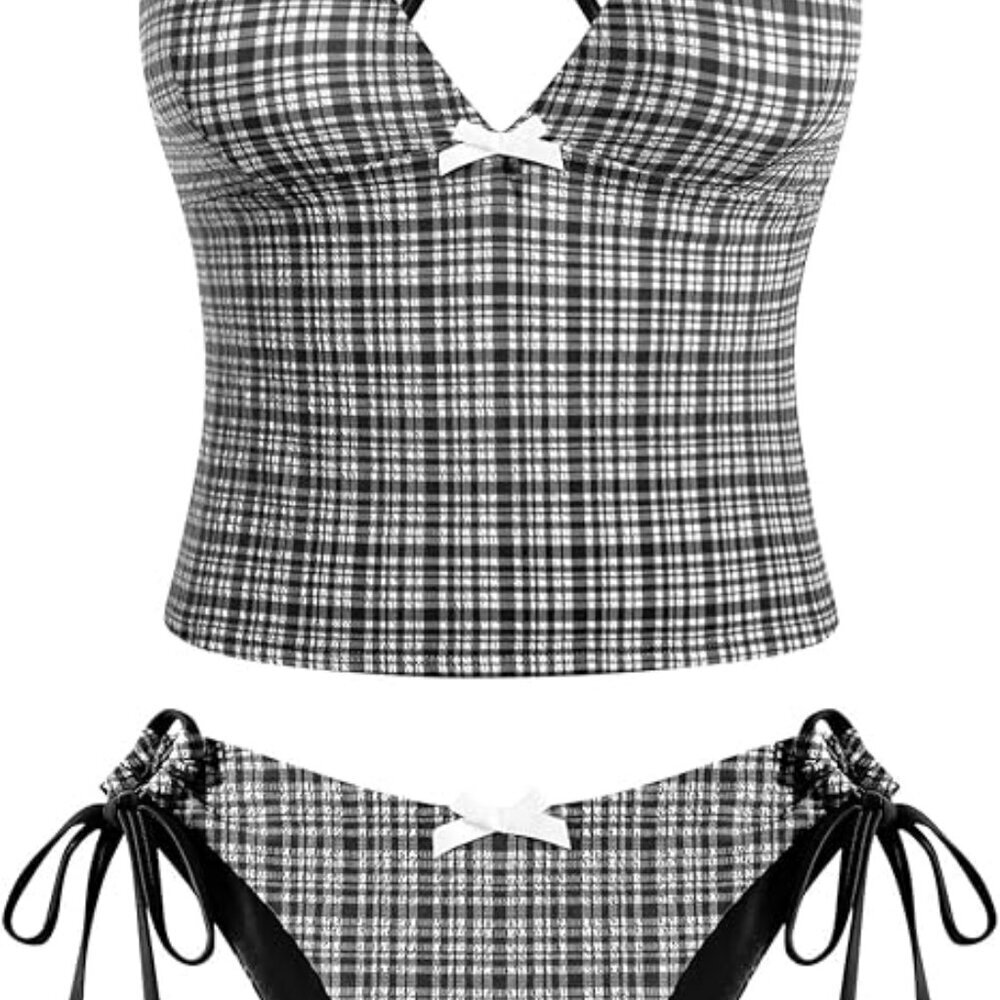 ZAFUL Women's Tankini Set V Neck Tummy Control
